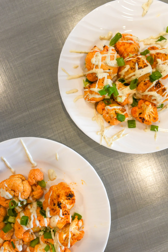 Buffalo cauliflower snack bites