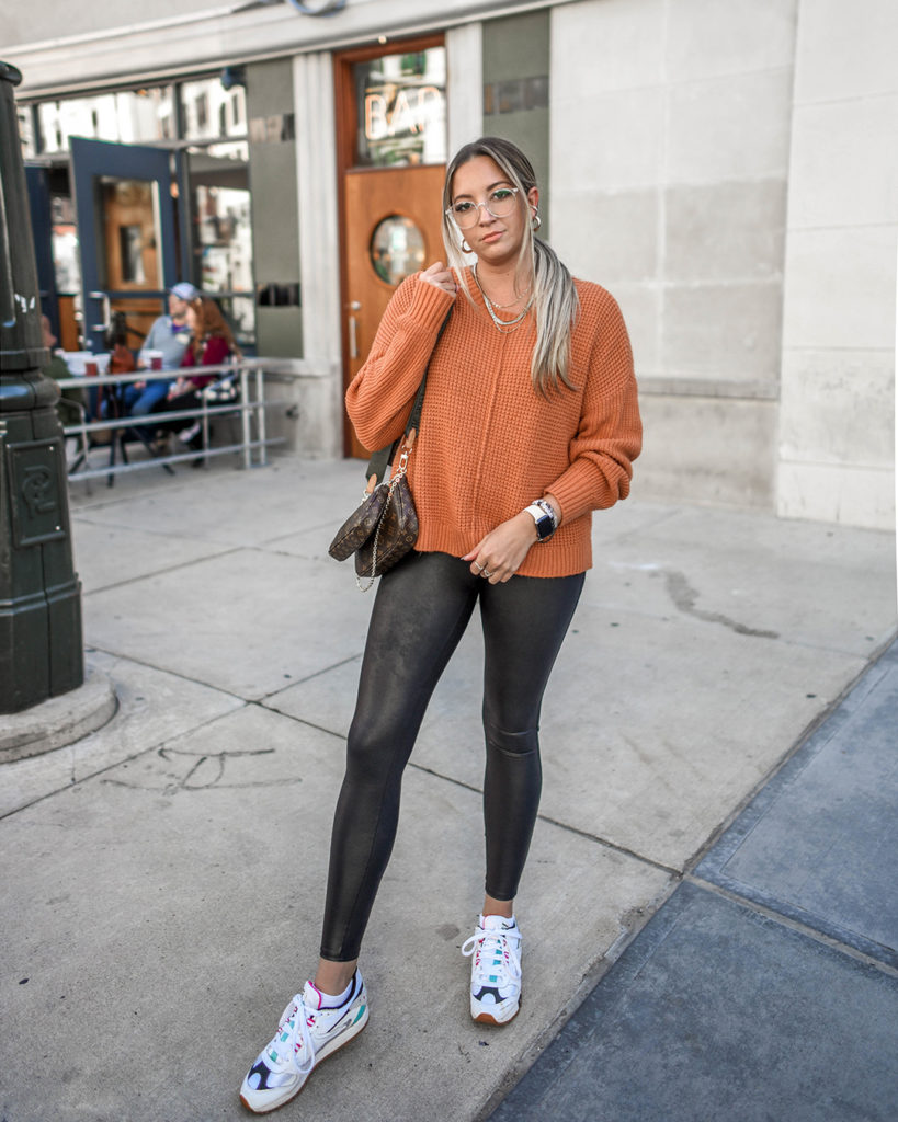 Chic in Every Shade: Fall Outfits Wearing Spanx Leather Leggings