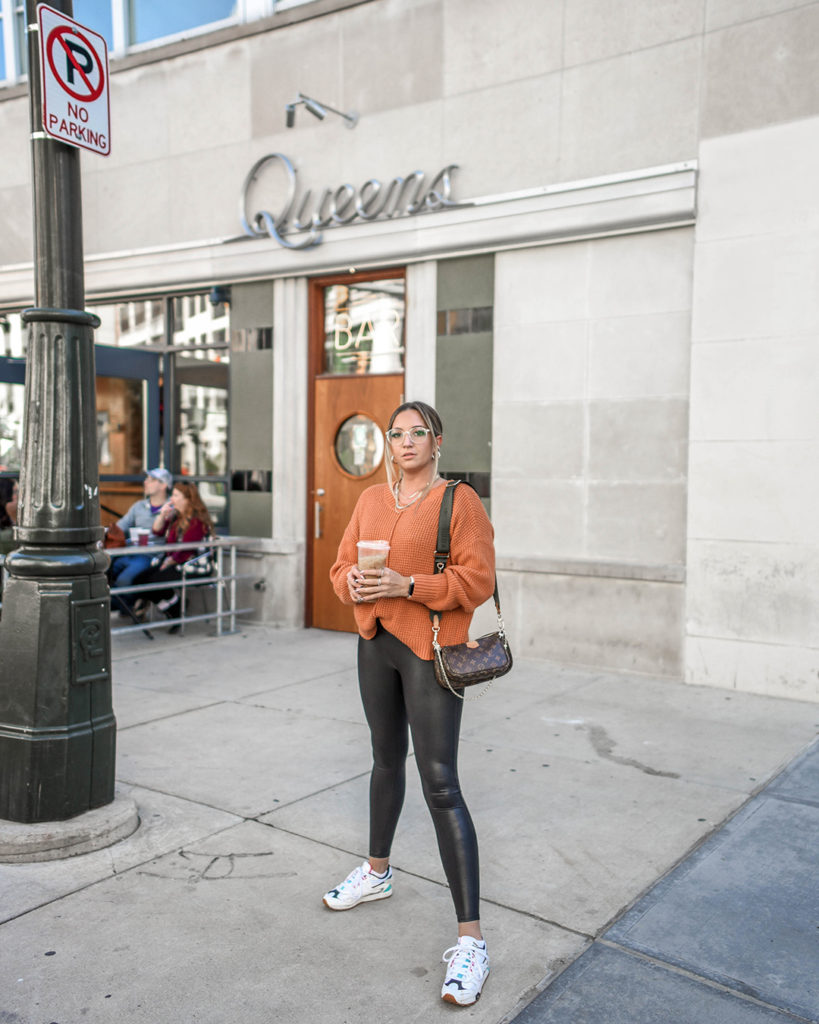 Faux Leather Leggings Street Style